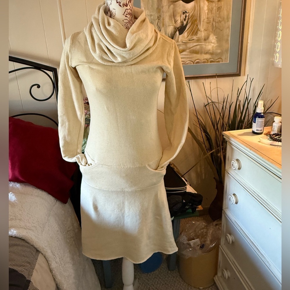 Gaia conceptions organic cotton ,cowl neck fleece dress.